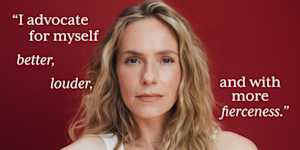 Headshot of Clue member Eva with text overlay "I advocate for myself better, louder, and with moe fierceness"