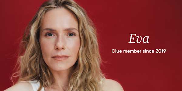 Headshot of Clue member Eva with text overlay "Eva Clue member since 2019"