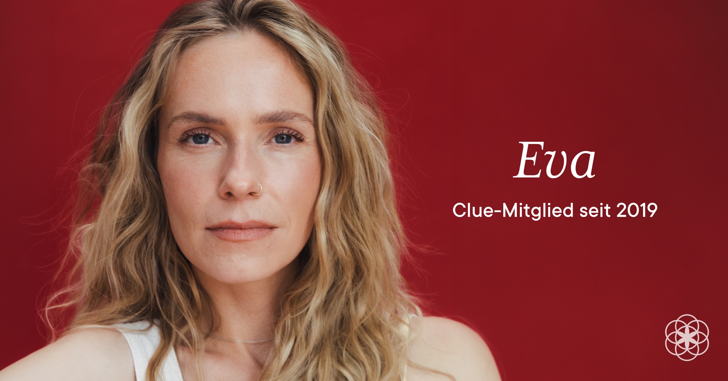 Headshot of Clue member Eva with text overlay "Eva Clue member since 2019"
