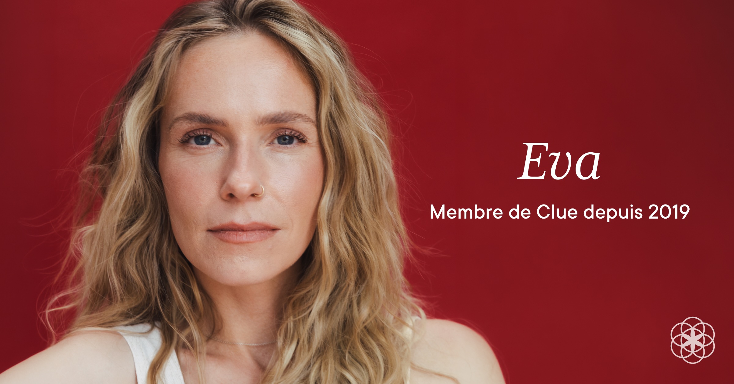 Headshot of Clue member Eva with text overlay "Eva Clue member since 2019"