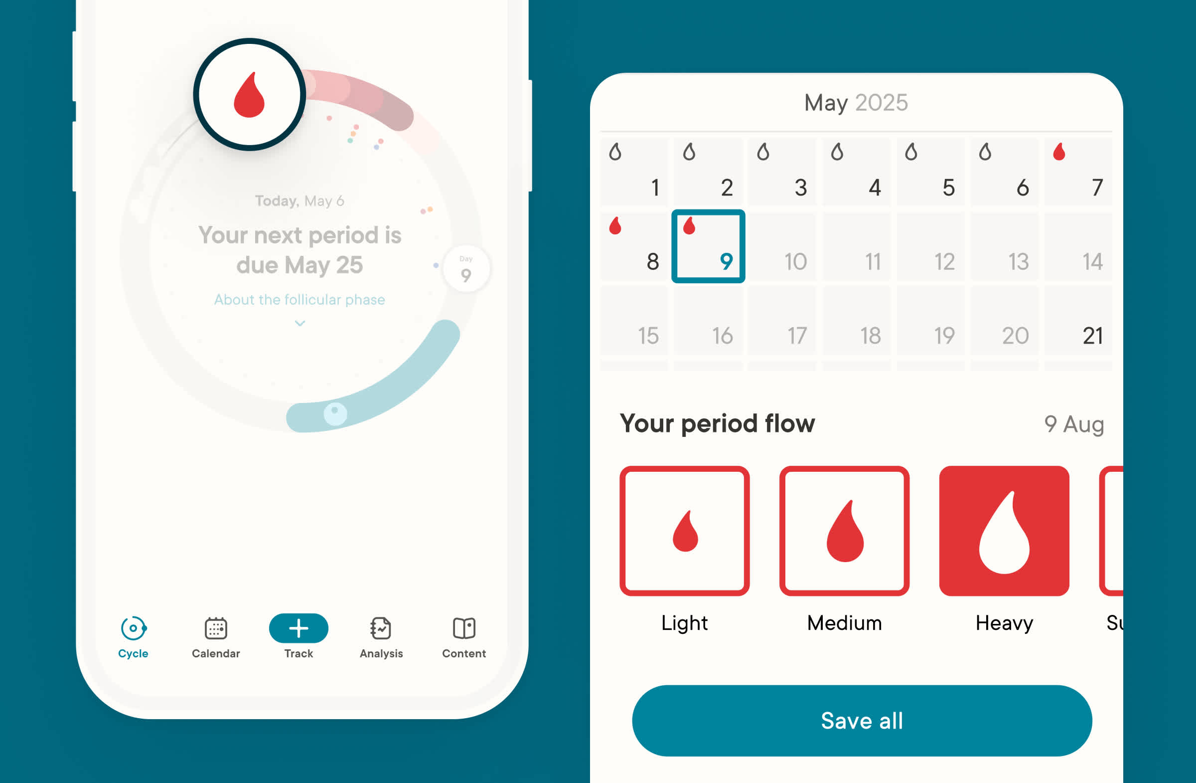 Clue app fast tracking feature