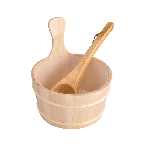 Premium Wooden Sauna Bucket and Ladle Set