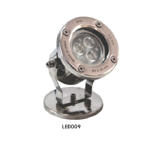 Stainless Steel 9W LED Submersible Pool & Fountain Spotlight