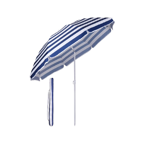 Premium Striped Beach Umbrella with Carry Bag