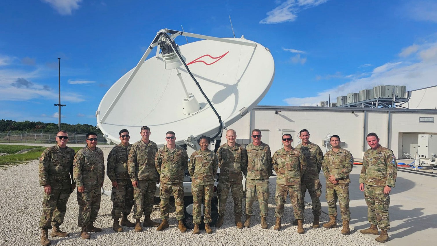 Members from the 114th Electromagnetic Warfare Squadron, 71st, 73rd, and 75th Intelligence, Surveillance, and Reconnaissance Squadrons, 392d Combat Training Squadron, and 379th Space Range Squadron, pose for a group photo during BLACK SKIES 23-3 at Cape Canaveral Space Force Station, Sept. 21, 2023. The BLACK SKIES exercise series focuses on tactical Space Electromagnetic Warfare.

