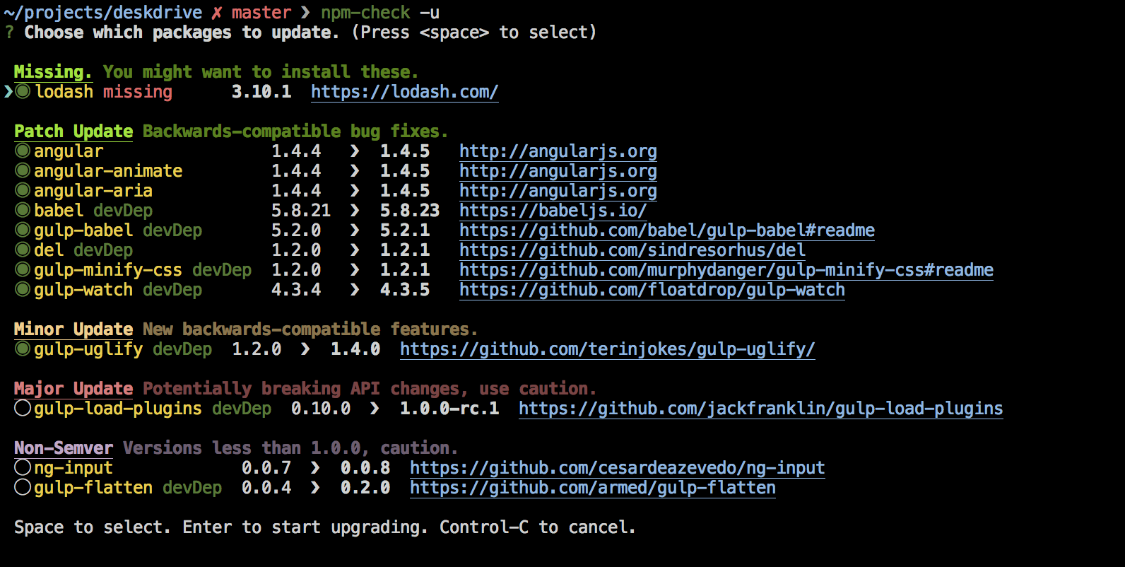 update npm package to latest
