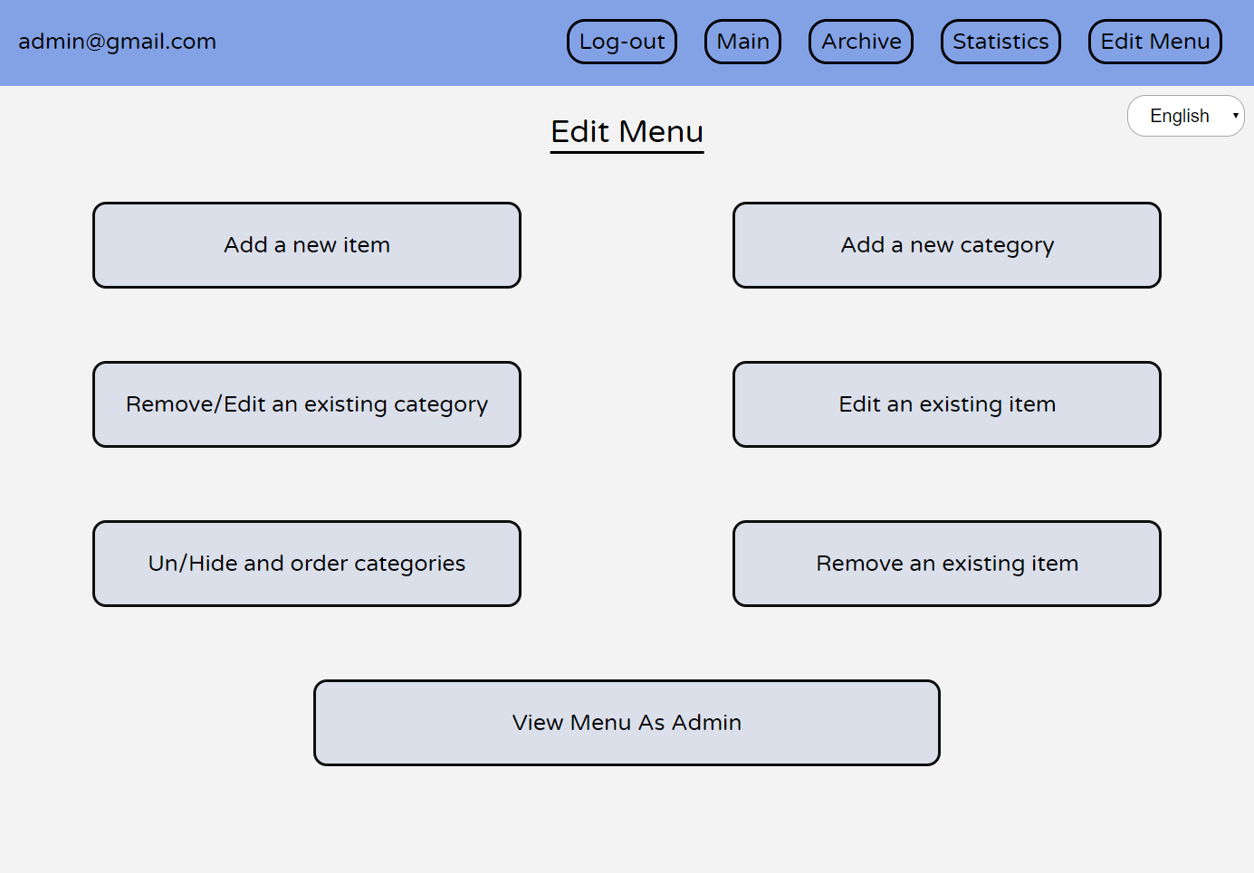 Admin's Dashboard - Backend Side Pictures - Itay's Restaurant (All in one solution)