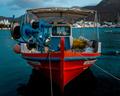 Brightly coloured boat in Katapola, Amorgos