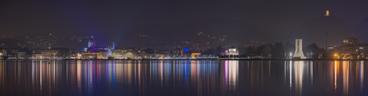 Como lakefront during Christmastime