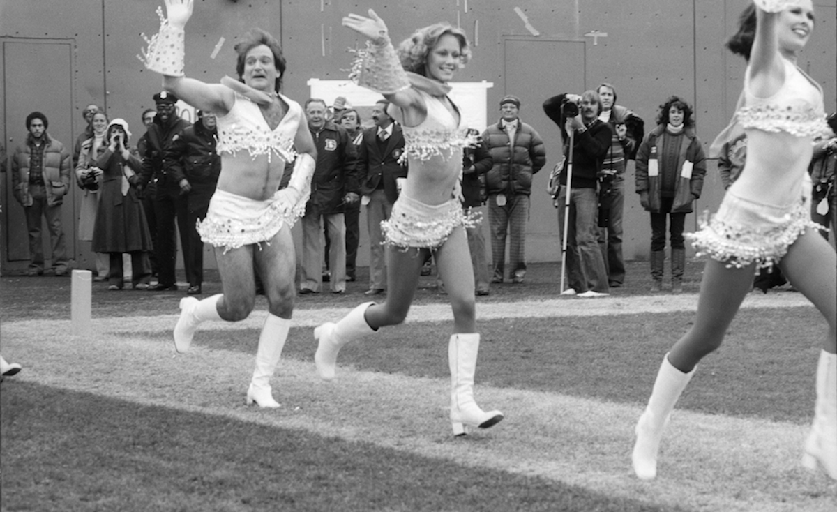 Williams Takes to the Field—as a Cheerleader 20 Unforgettable Moments in the Life of Robin Williams Purple Clover photo