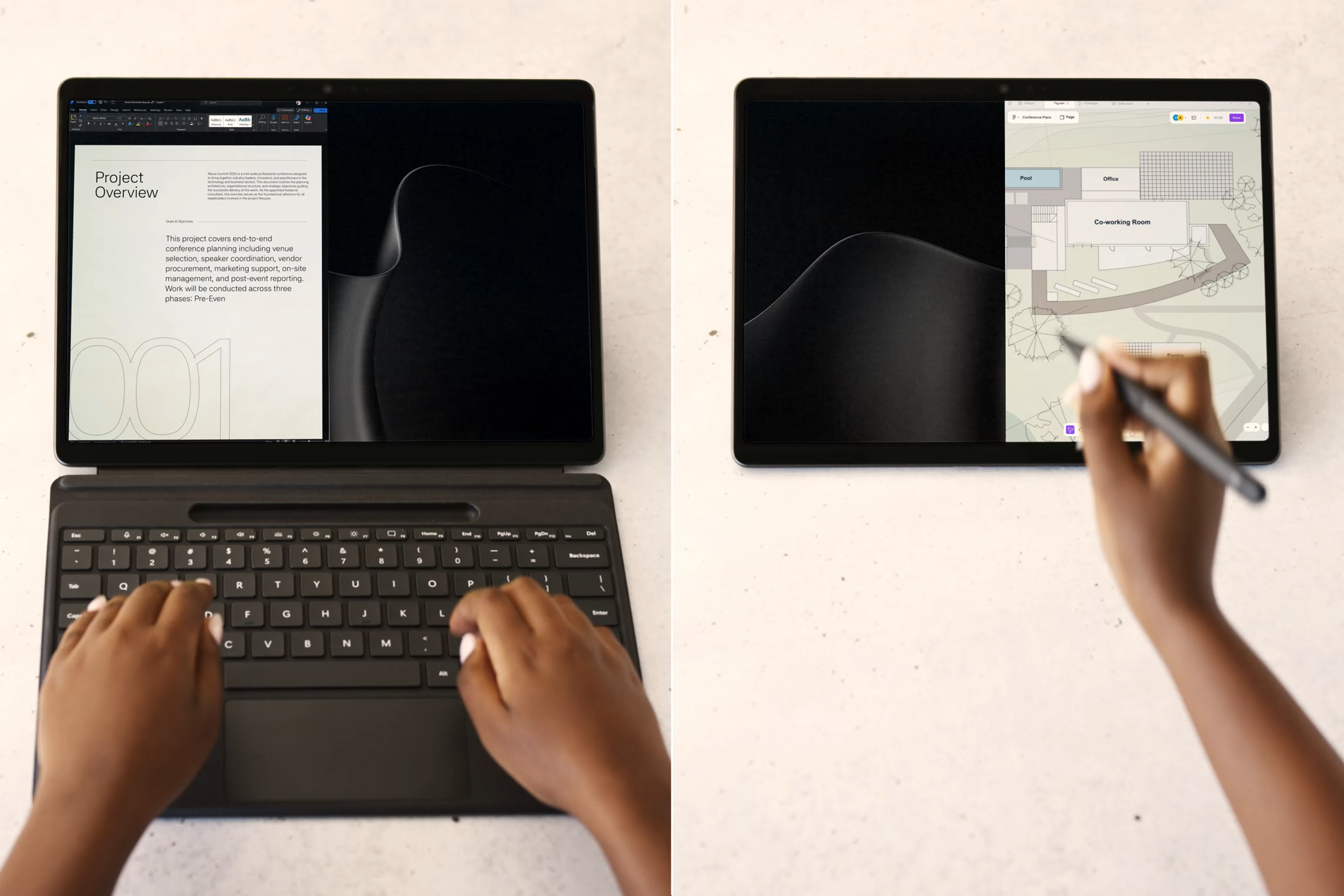 MSFT-Surface-Pro-Keyboard-and-Pen-Desktop-Black-Poster-non-color