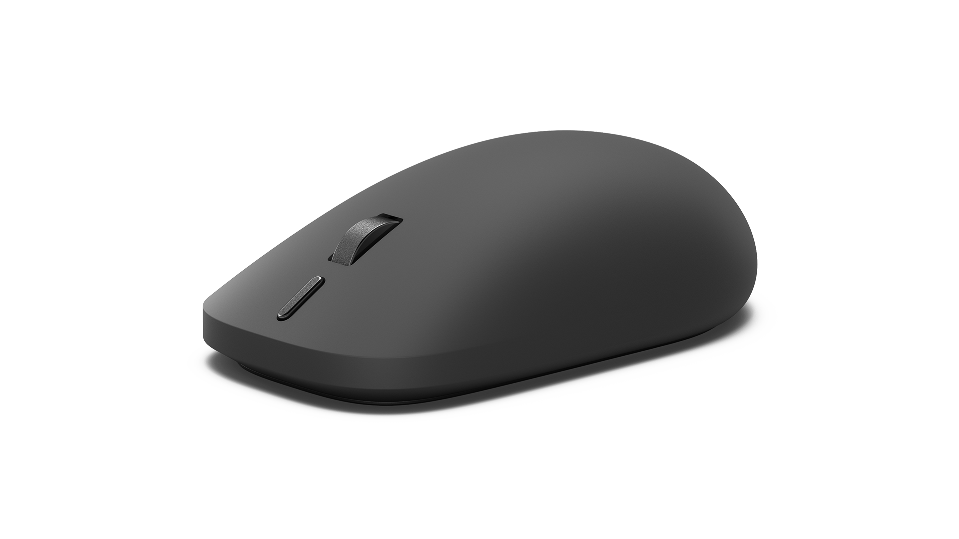 Geschwungene, blaue, ergonomische Maus im Seitenprofil vor einem hellen Hintergrund.