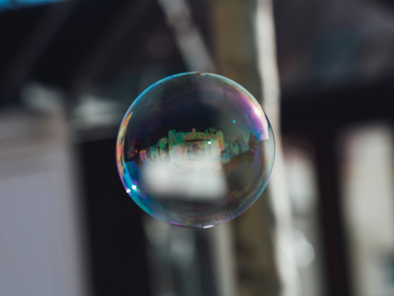 Image of a transparent bubble floating through the air
