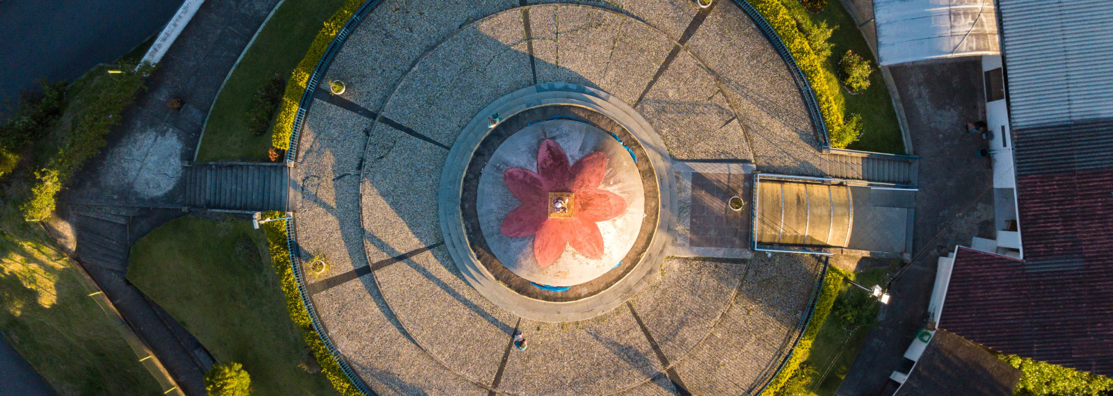 Aerial view of a circular building