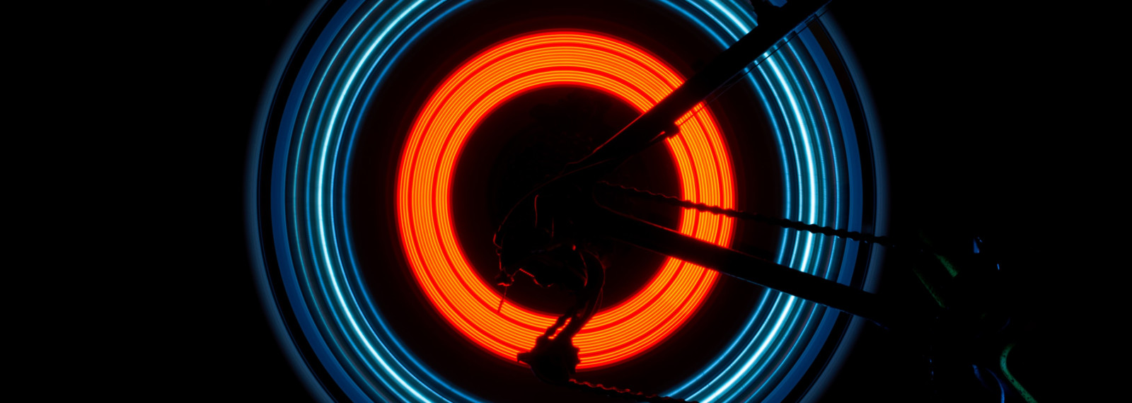 Concentric circular LEDs against a dark background