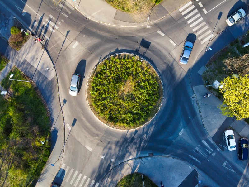 Image of an aerial view of a roundabout 