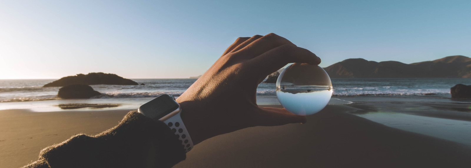 Looking through a transparent glass sphere