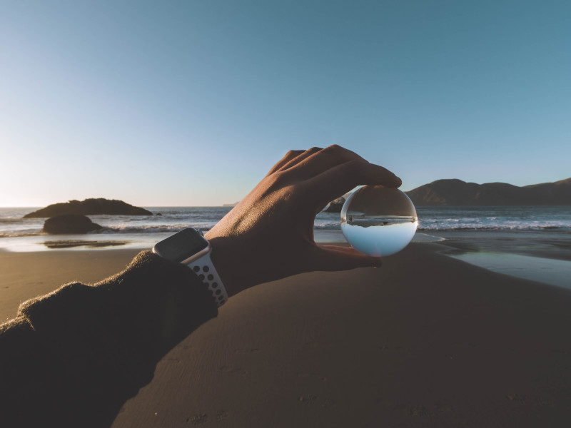 Looking through a transparent glass sphere