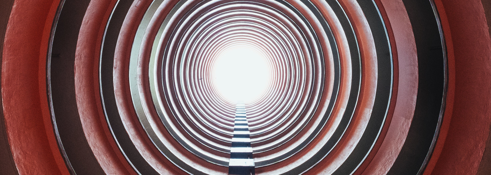 Looking up in the inside of a circular building