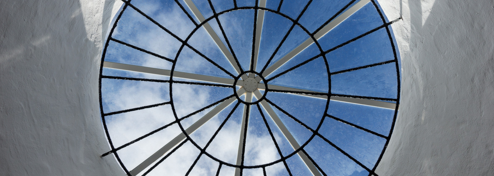 Image looking up towards the roof of a wind tunnel