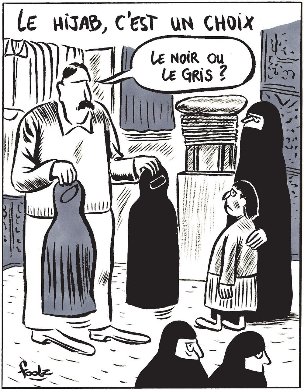 The Hijab — a choice! Black or Grey? cartoon