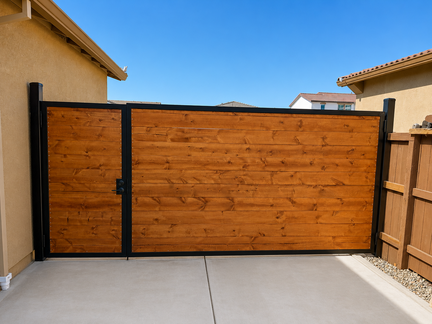 Custom Cedar & Steel Driveway Gate