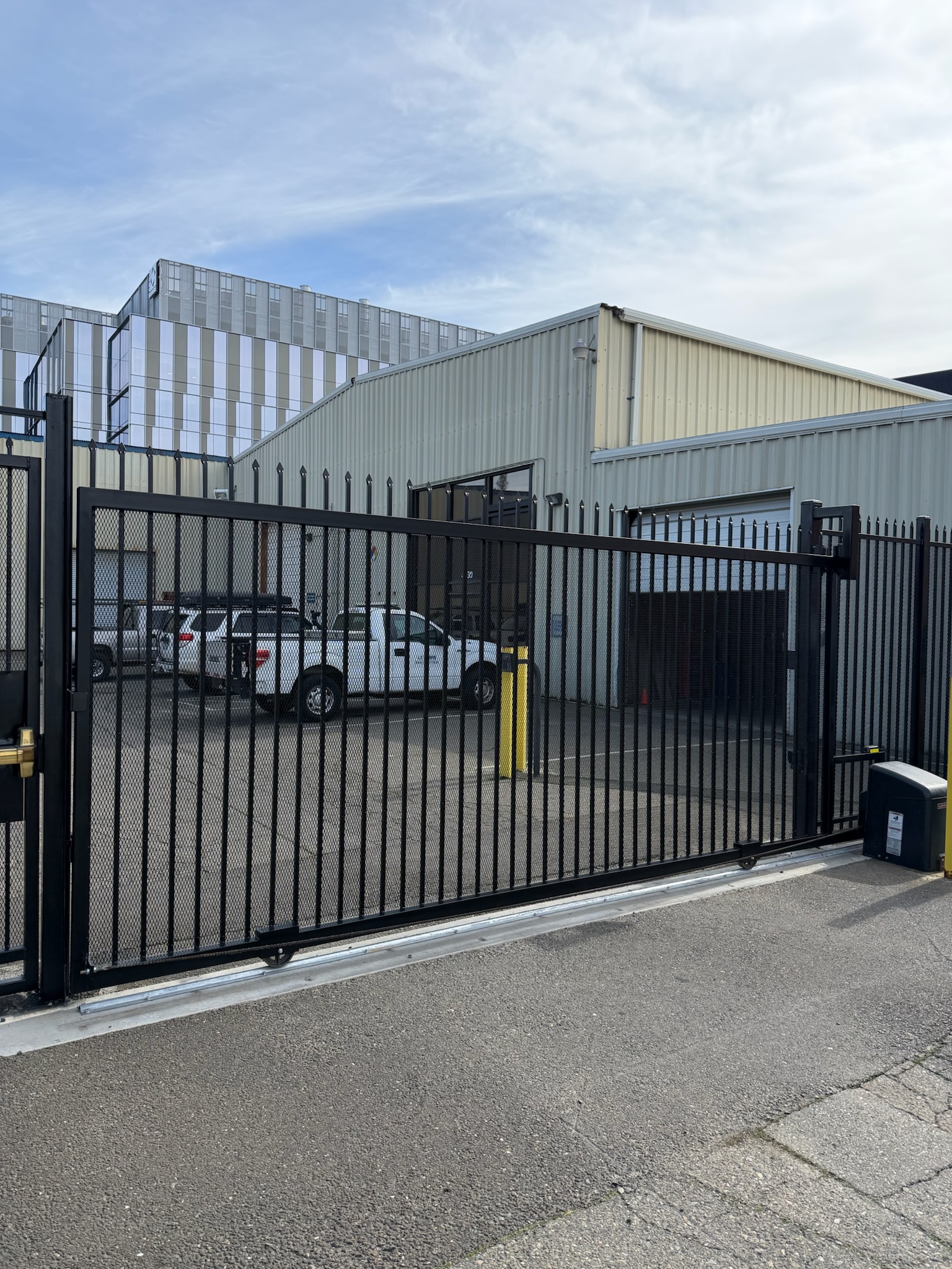 Heavy-duty commercial gate installed by DC Controls in Davis, CA