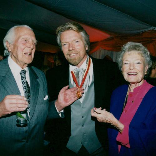 Richard Branson, with his parents Ted and Eve on the day he received his knighthood