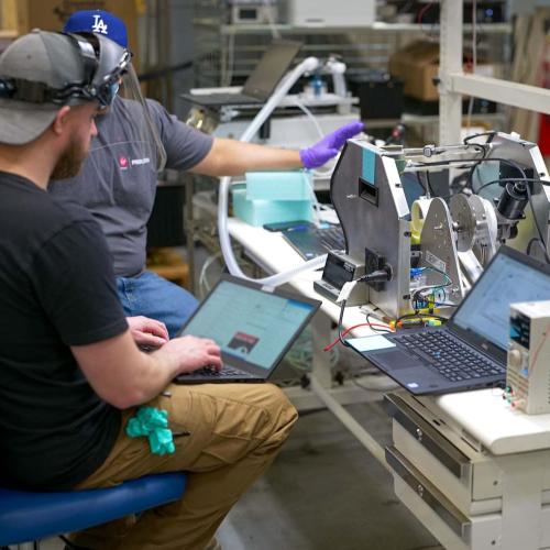 Virgin Orbit engineers work on ventilators