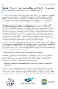 Executive Summary - Quality Financing for Peacebuilding and Conflict Prevention front cover