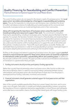 Executive Summary - Quality Financing for Peacebuilding and Conflict Prevention  front cover