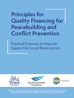 Principles for Quality Financing for Peacebuilding and Conflict Prevention front cover