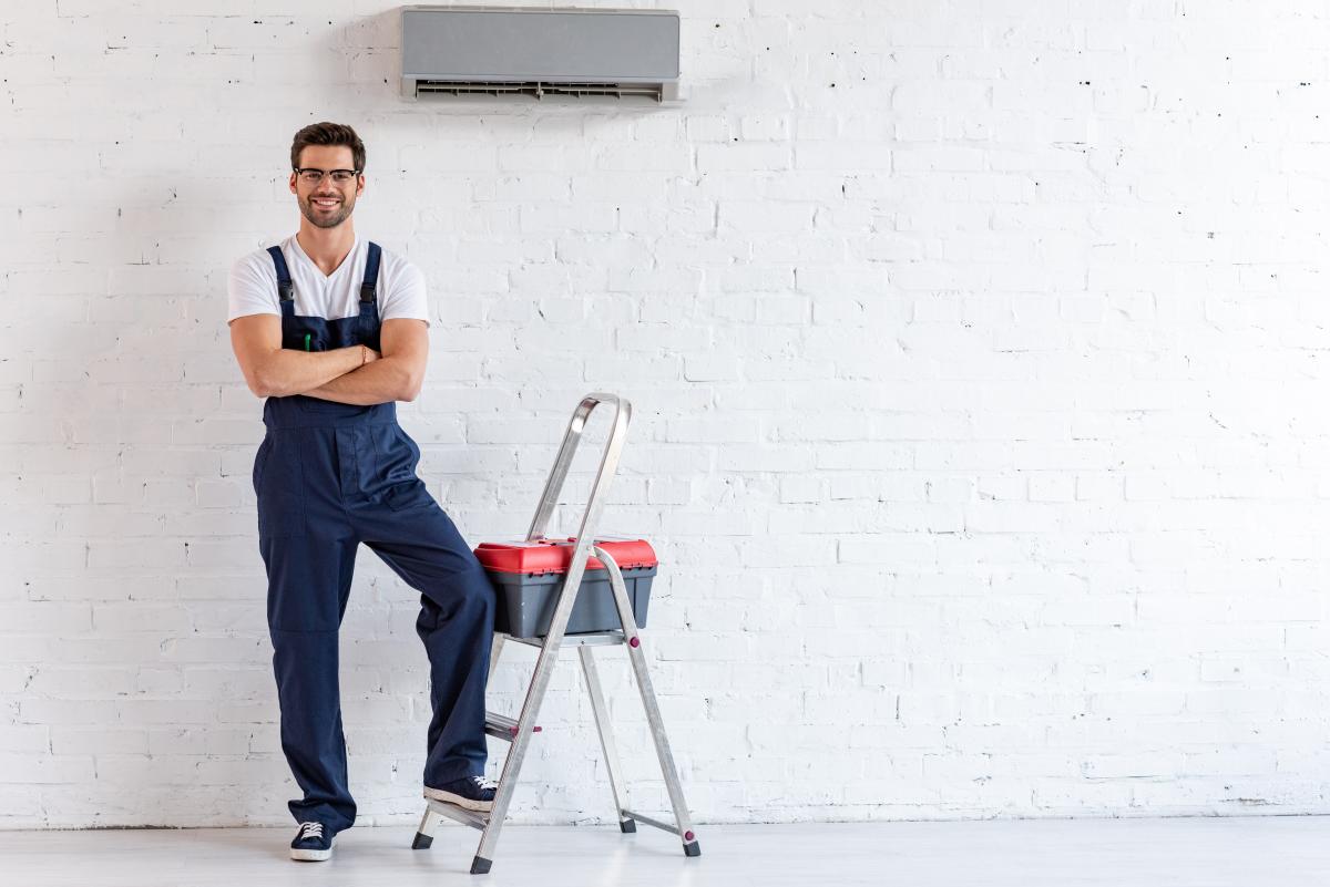 HVAC repairman at work