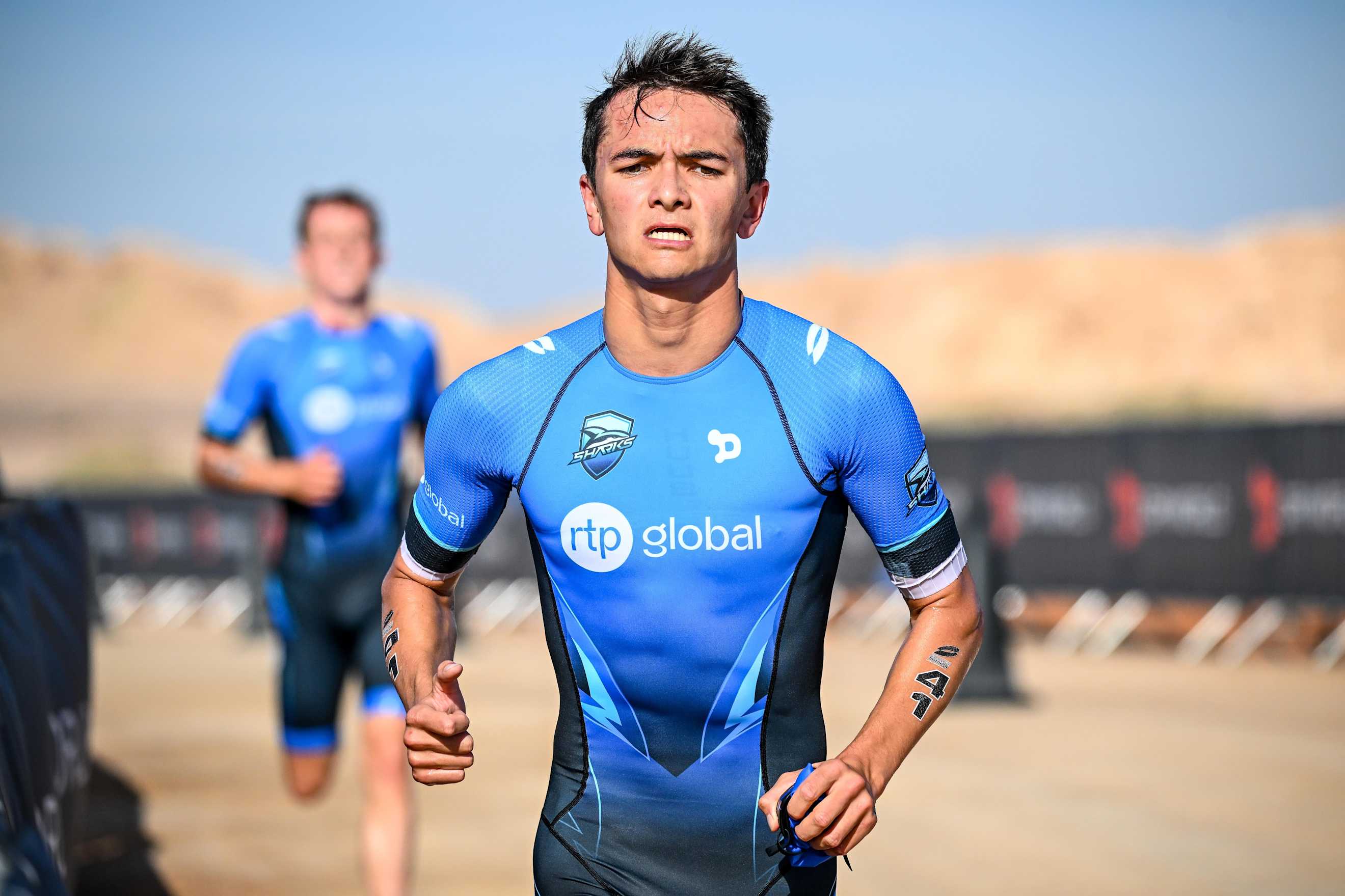 Alex Yee racing at supertri NEOM 2023
