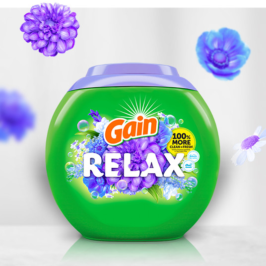 Paquete de pacs de detergente Gain Relax Flings extragrandes