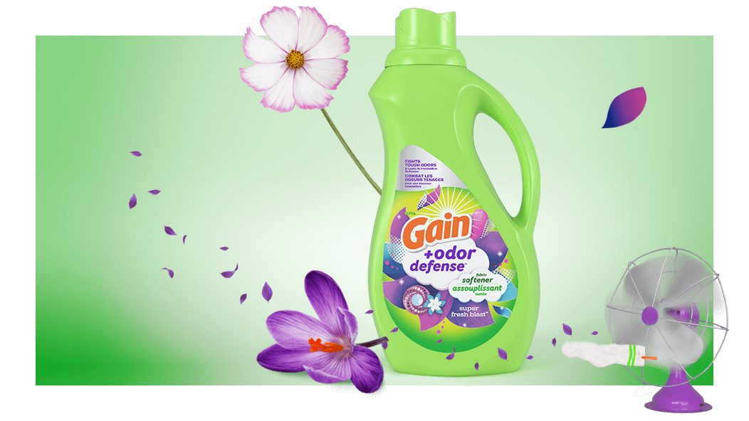Botella de detergente suavizante Gain+Odor Defense Super Fresh Blast
