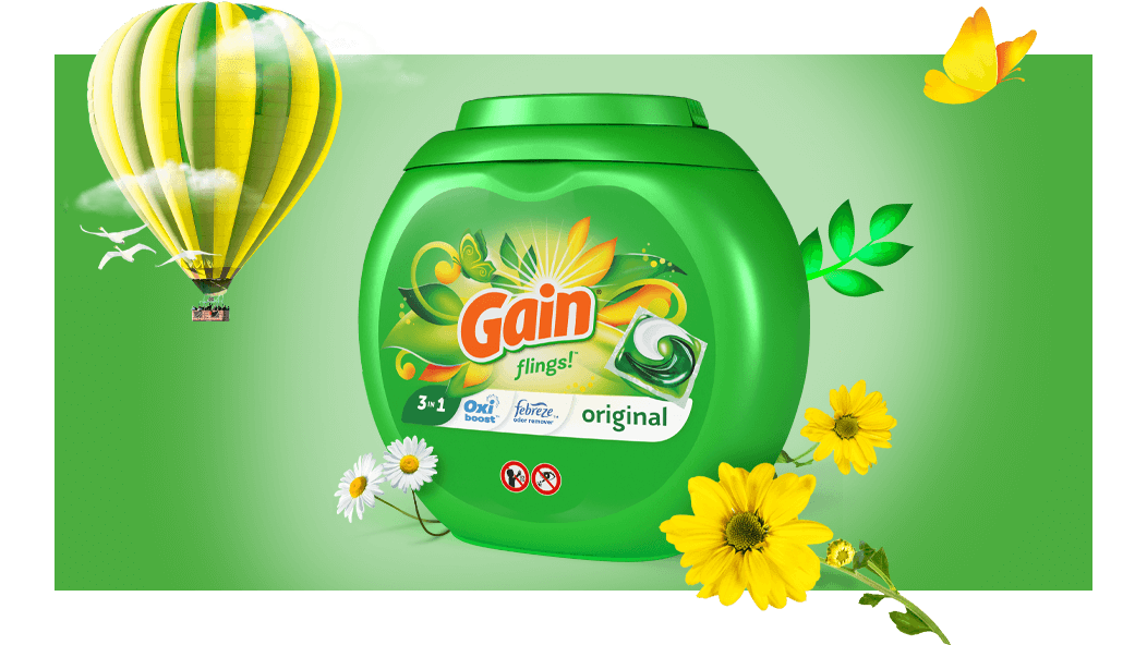 Experiencia olfativa del Detergente para Ropa  Gain Original Flings