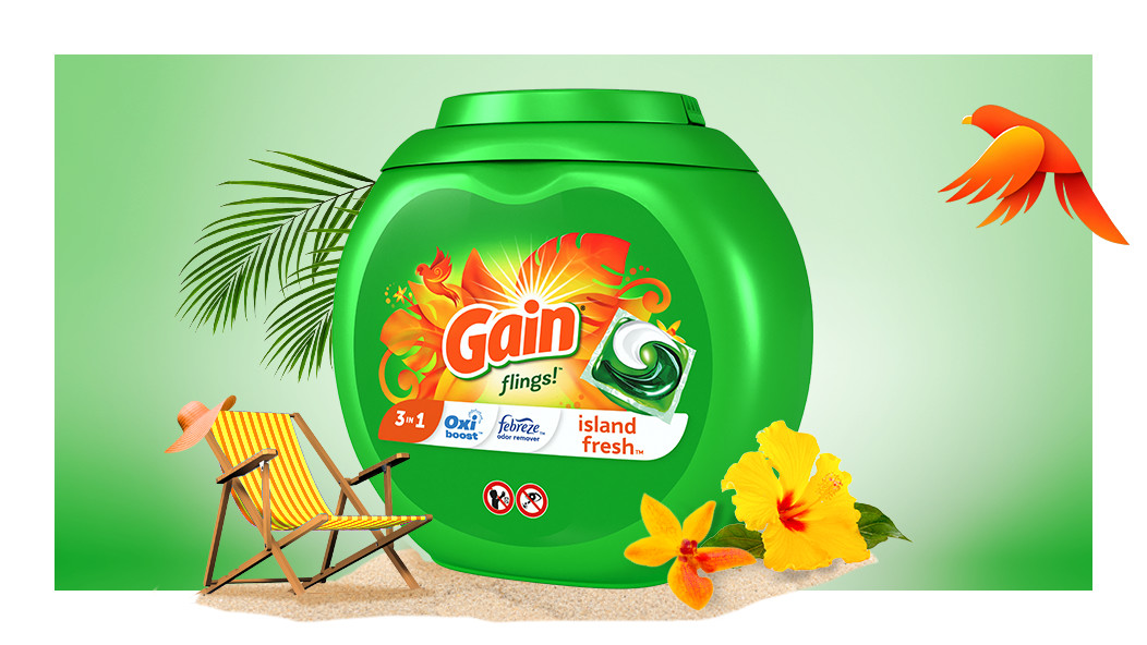 Experiencia olfativa del Detergente para Ropa Gain Island Fresh flings