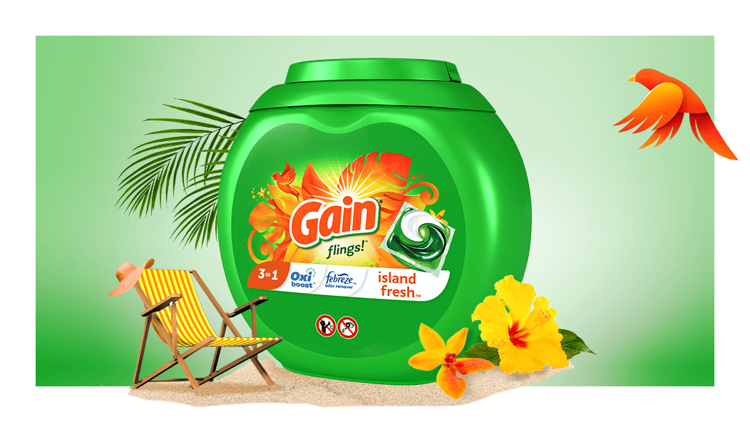 Experiencia olfativa del Detergente para Ropa Gain Island Fresh flings