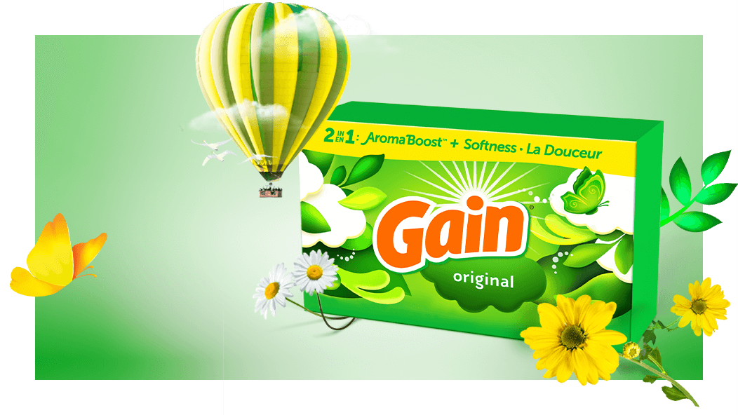 Experiencia olfativa del hojitas para secadora Gain Original