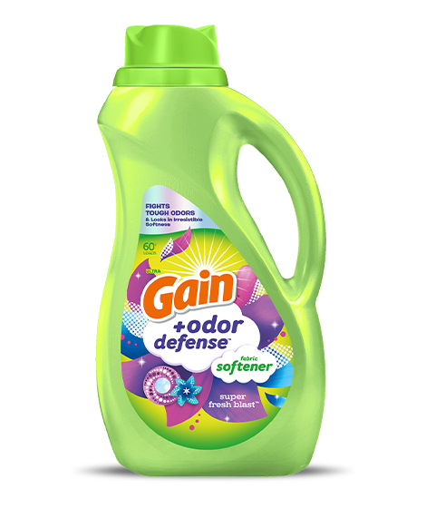 Botella de detergente suavizante Gain+Odor Defense Super Fresh Blast