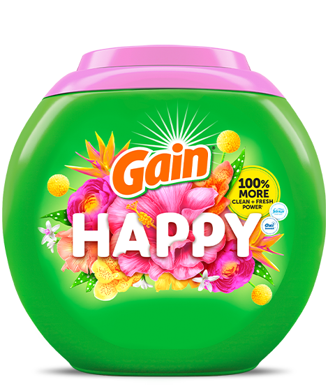 Paquete de pacs de detergente Gain Happy Flings extragrandes