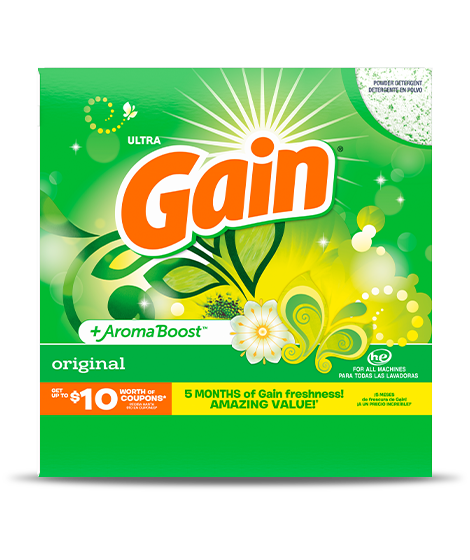Envase de Gain Original Detergente en Polvo para la Ropa
