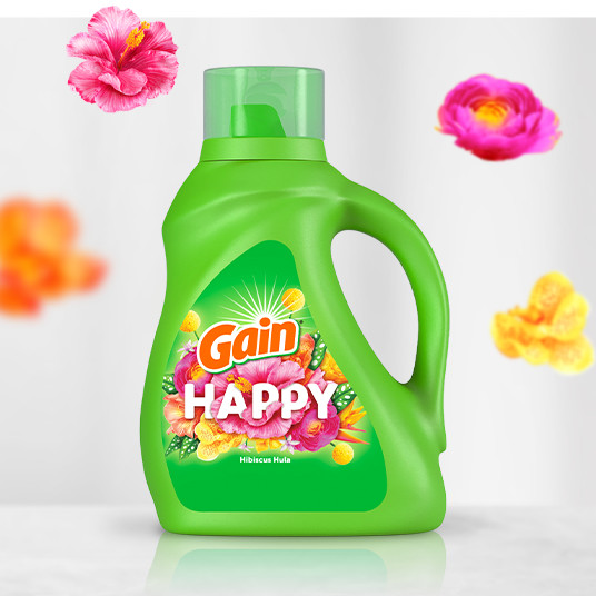 Botella de detergente líquido para ropa Gain Happy