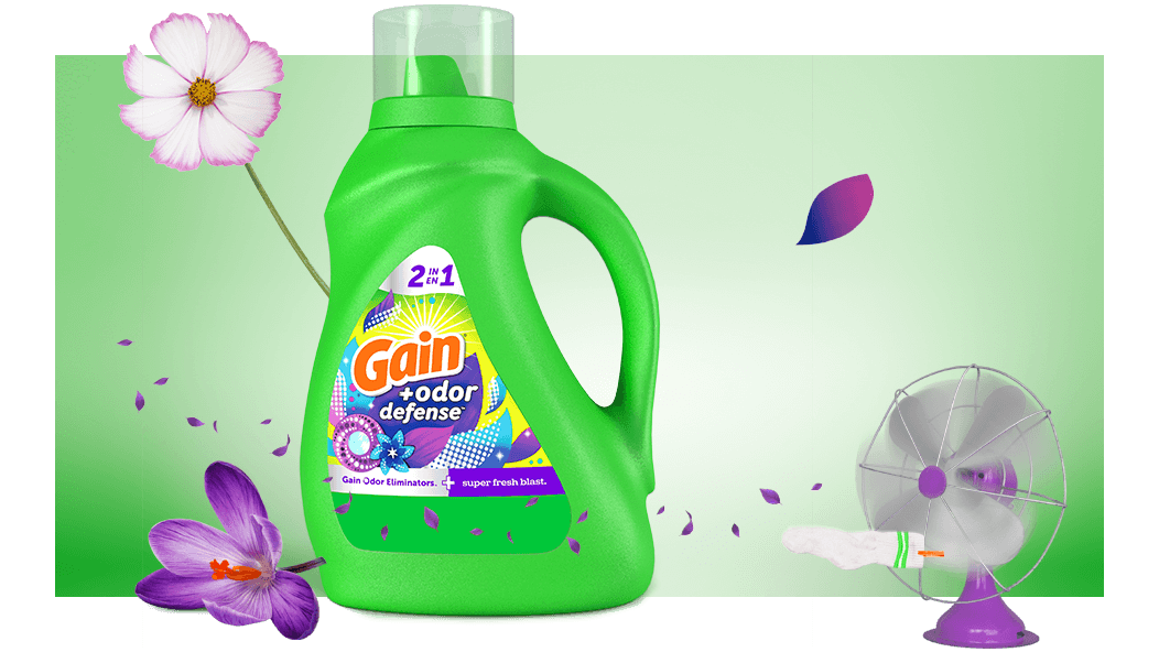 Experiencia olfativa del Detergente para Ropa Gain+ Odor Defense Super Fresh Blast Flings