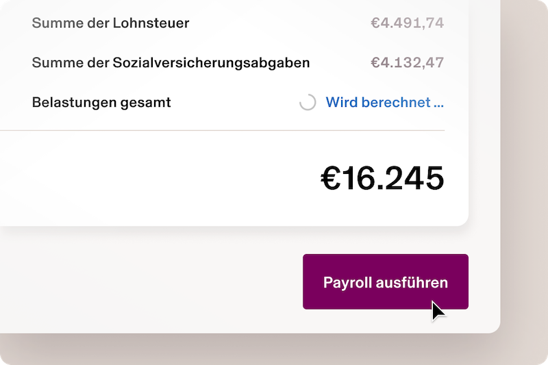 Example of a screen in Rippling showing an employee's pay details with a button that says "Run payroll"