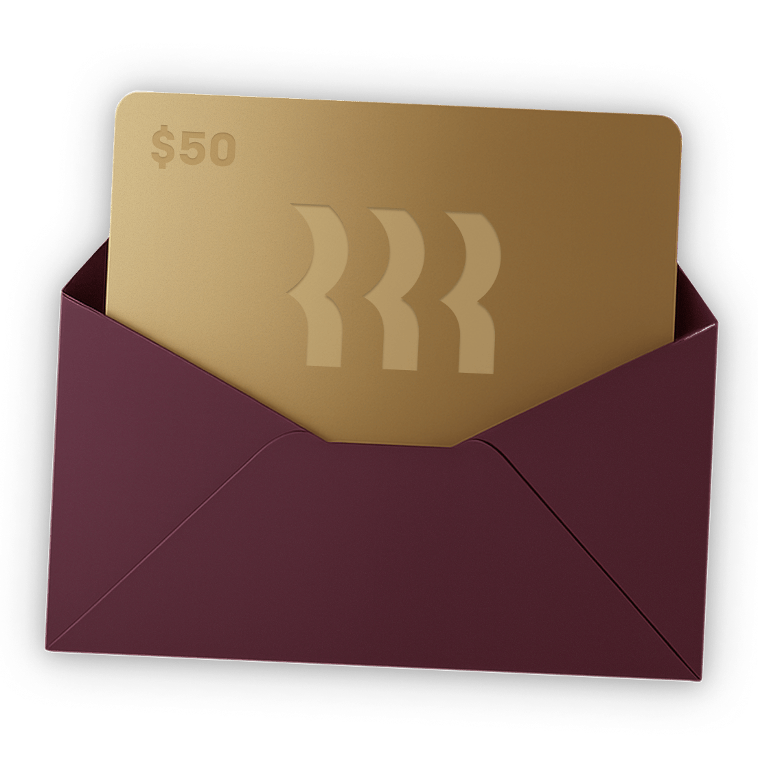 Rendering of a $50 gift card with the Rippling logo on it