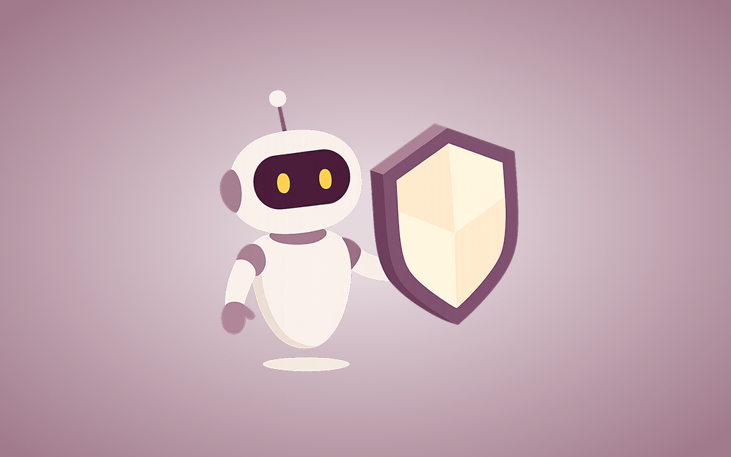 Graphic illustration of a robot with a shield