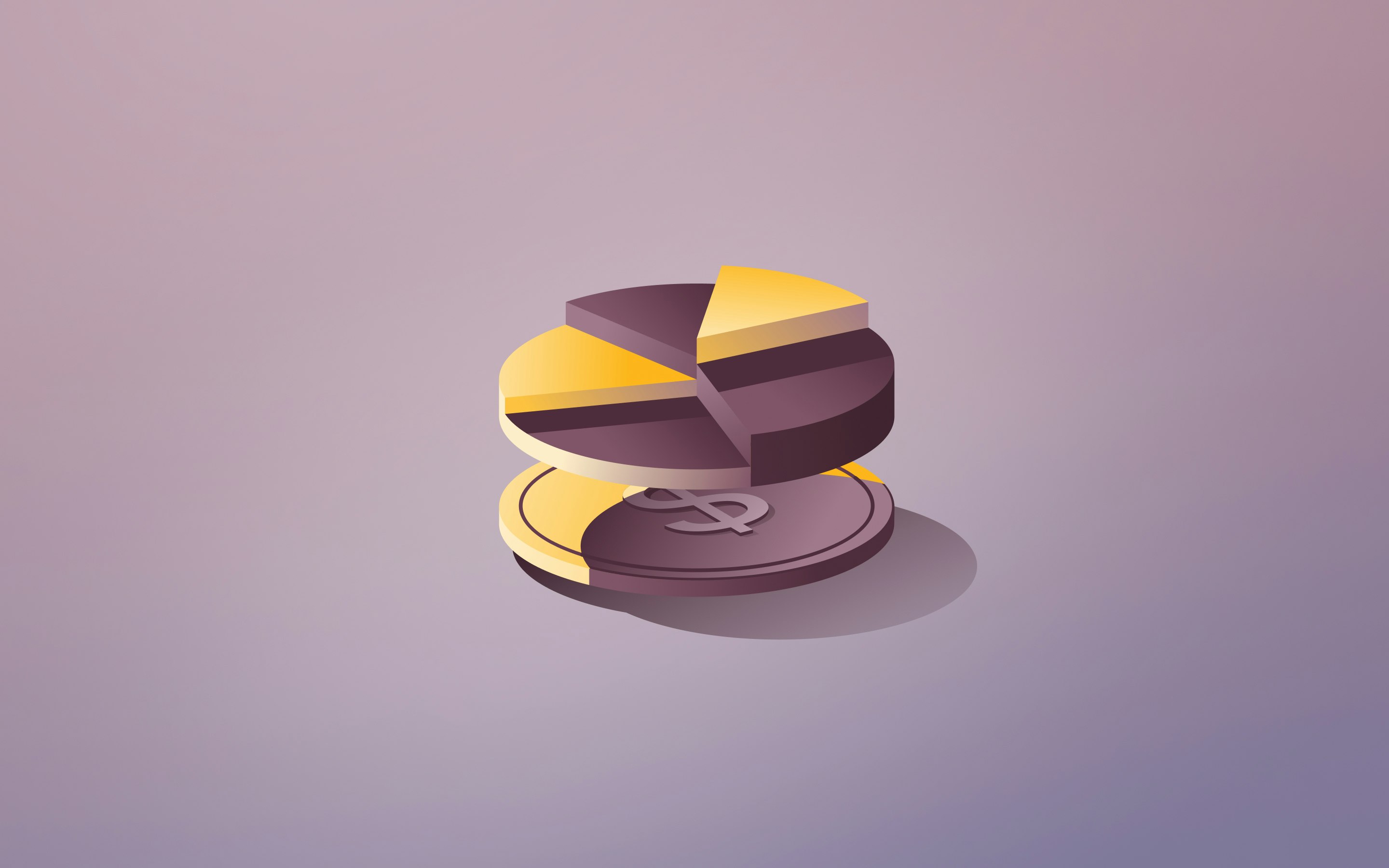 A pie-graph hovering over a coin. 