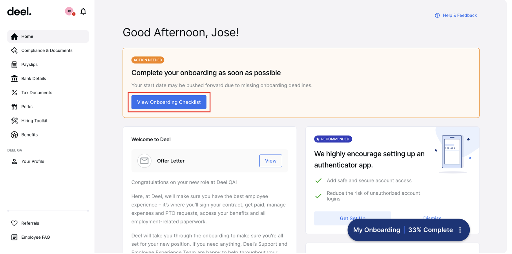 Deel Onboarding Software